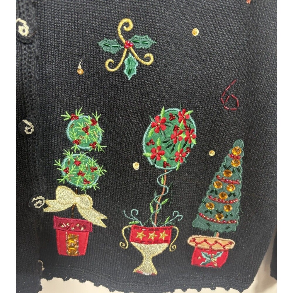 Vintage‎ Heirloom Collectibles 2004 Christmas Embroidered Cardigan Sweater XL - Picture 5 of 5